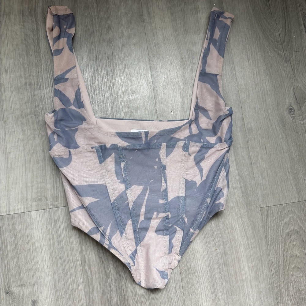 Tiger Mist Pink and Gray Bodysuit